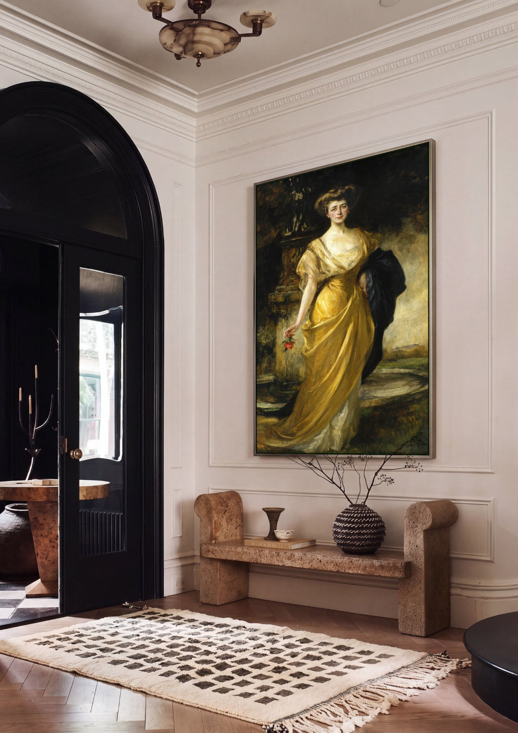 Quadro Decorativo A Dama do Vestido Amarelo - James Jebusa Shannon em ambiente decorado