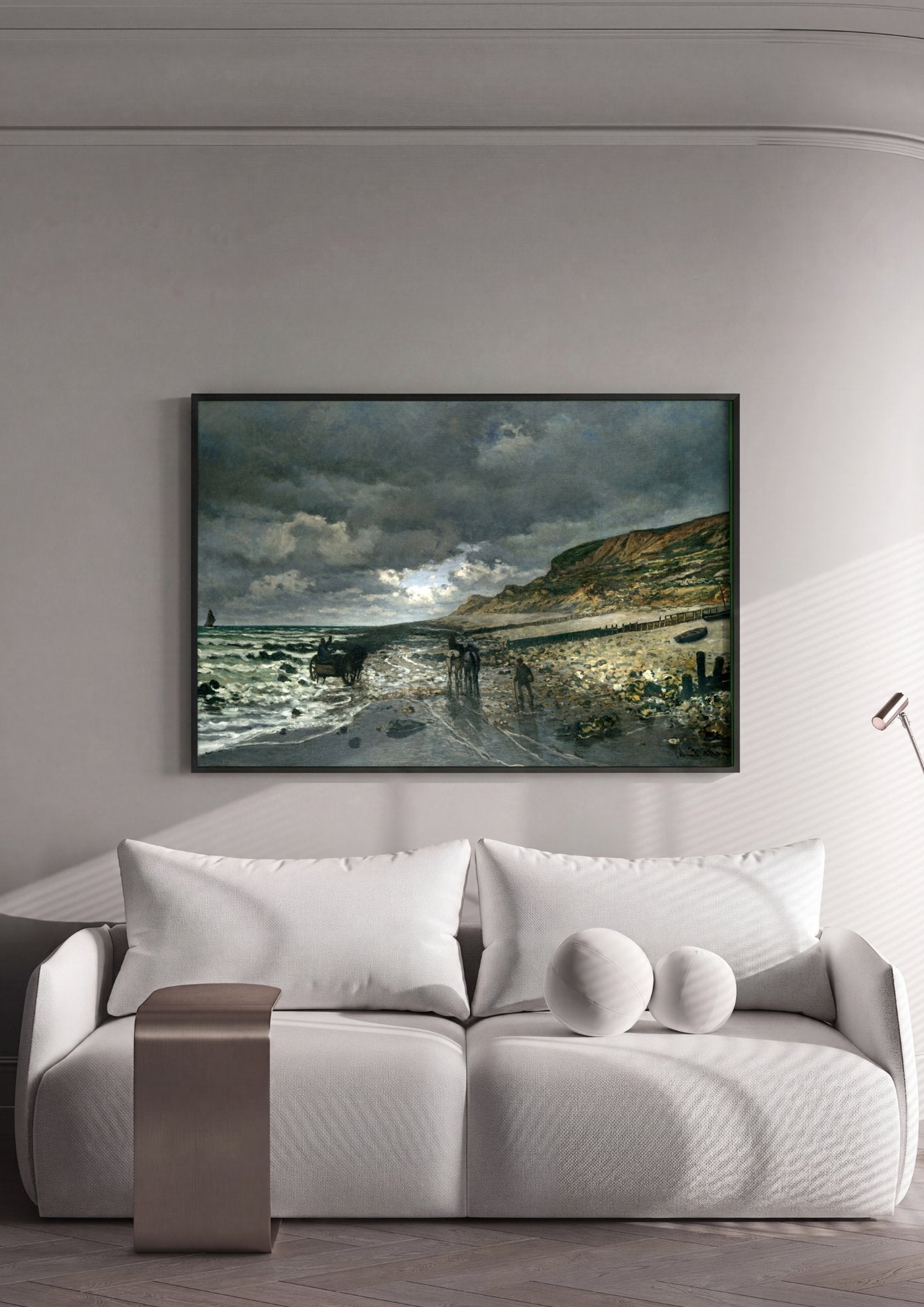 Quadro Decorativo Praia de Pourville, maré baixa - Claude Monet em ambiente decorado
