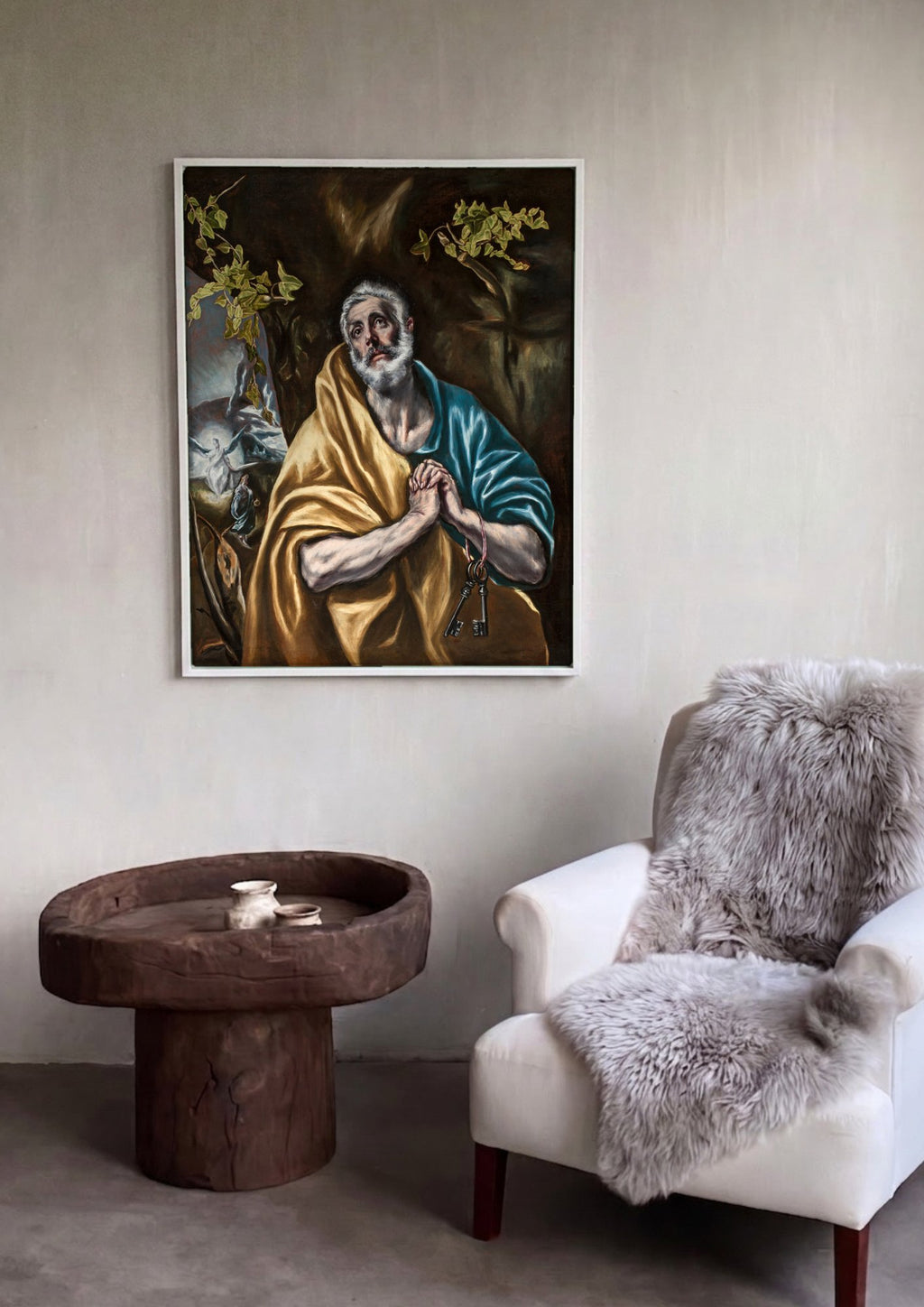 Quadro Decorativo São Pedro em Lágrimas - El Greco em ambiente decorado