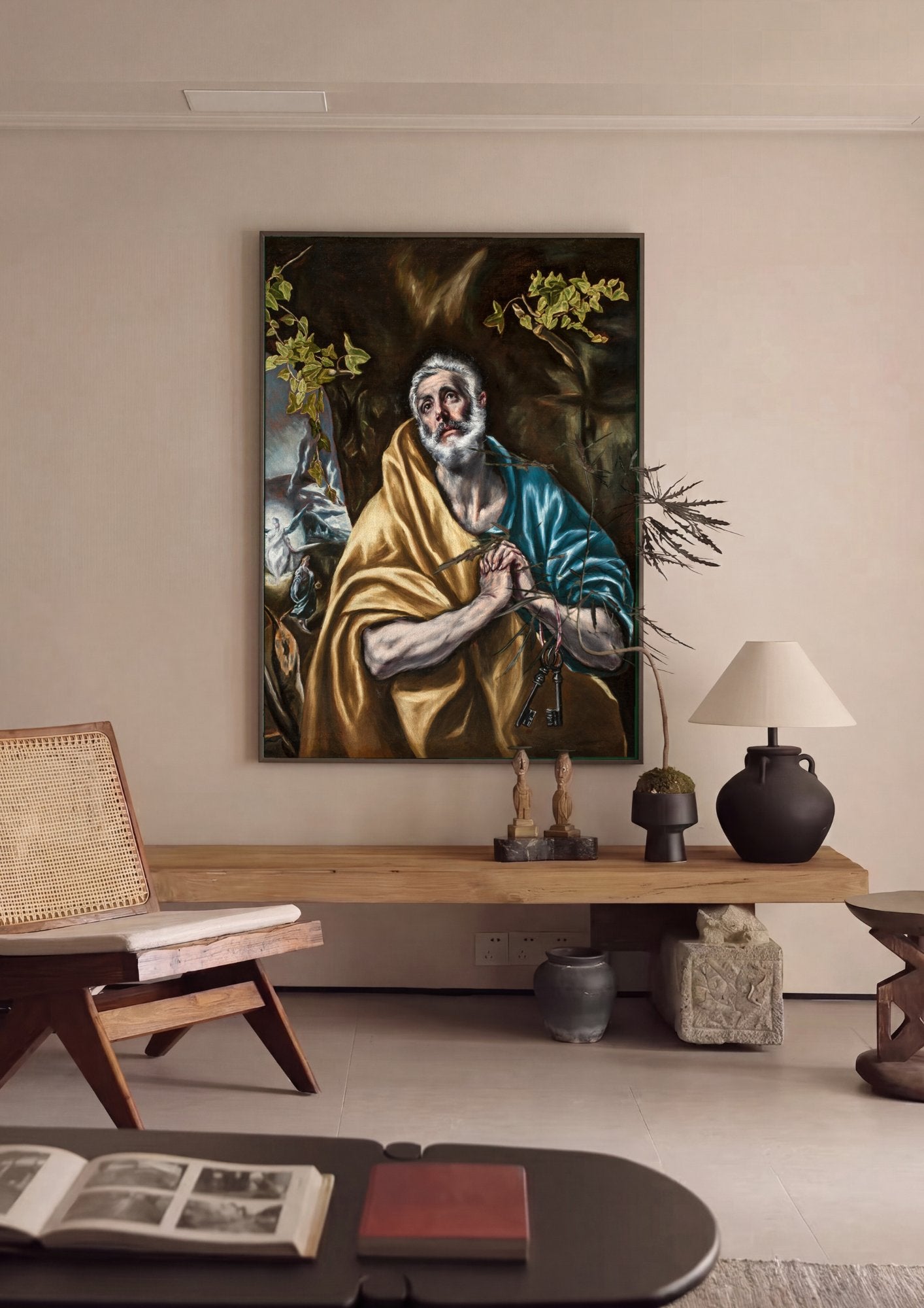 Quadro Decorativo São Pedro em Lágrimas - El Greco em ambiente decorado