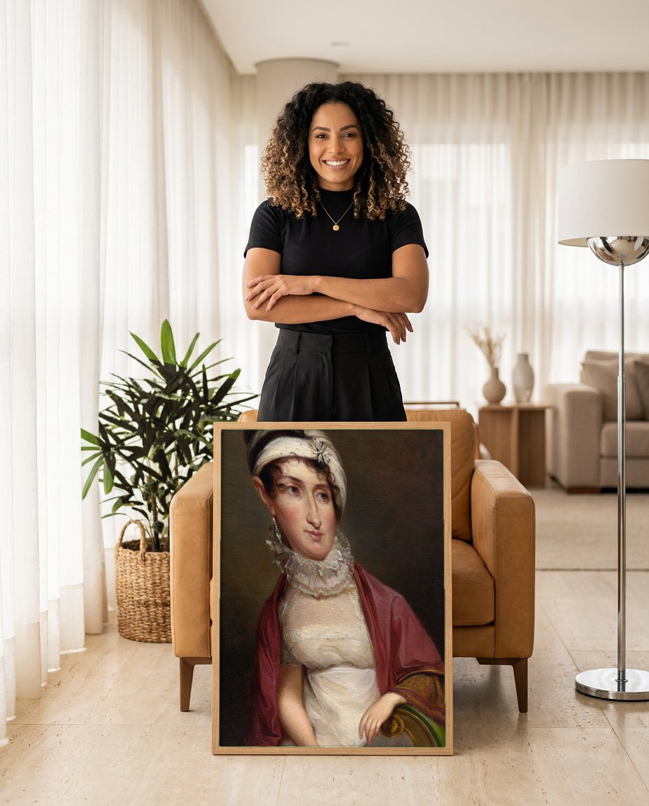 Quadro Decorativo Retrato de Dama - Thomas Sully com modelo em ambiente