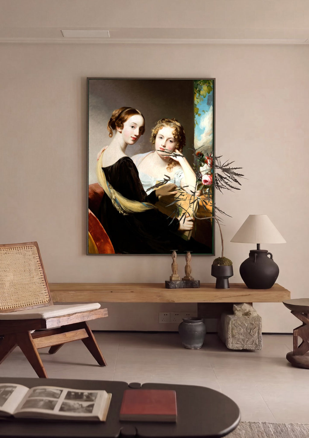Quadro Decorativo: Retrato de Duas Damas - Thomas Sully em ambiente decorado