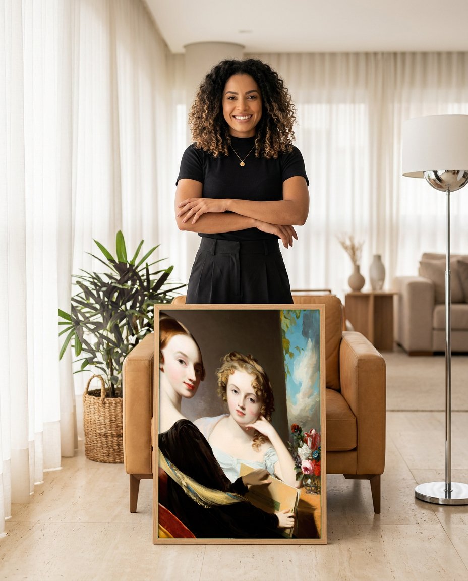 Quadro Decorativo: Retrato de Duas Damas - Thomas Sully com modelo em ambiente
