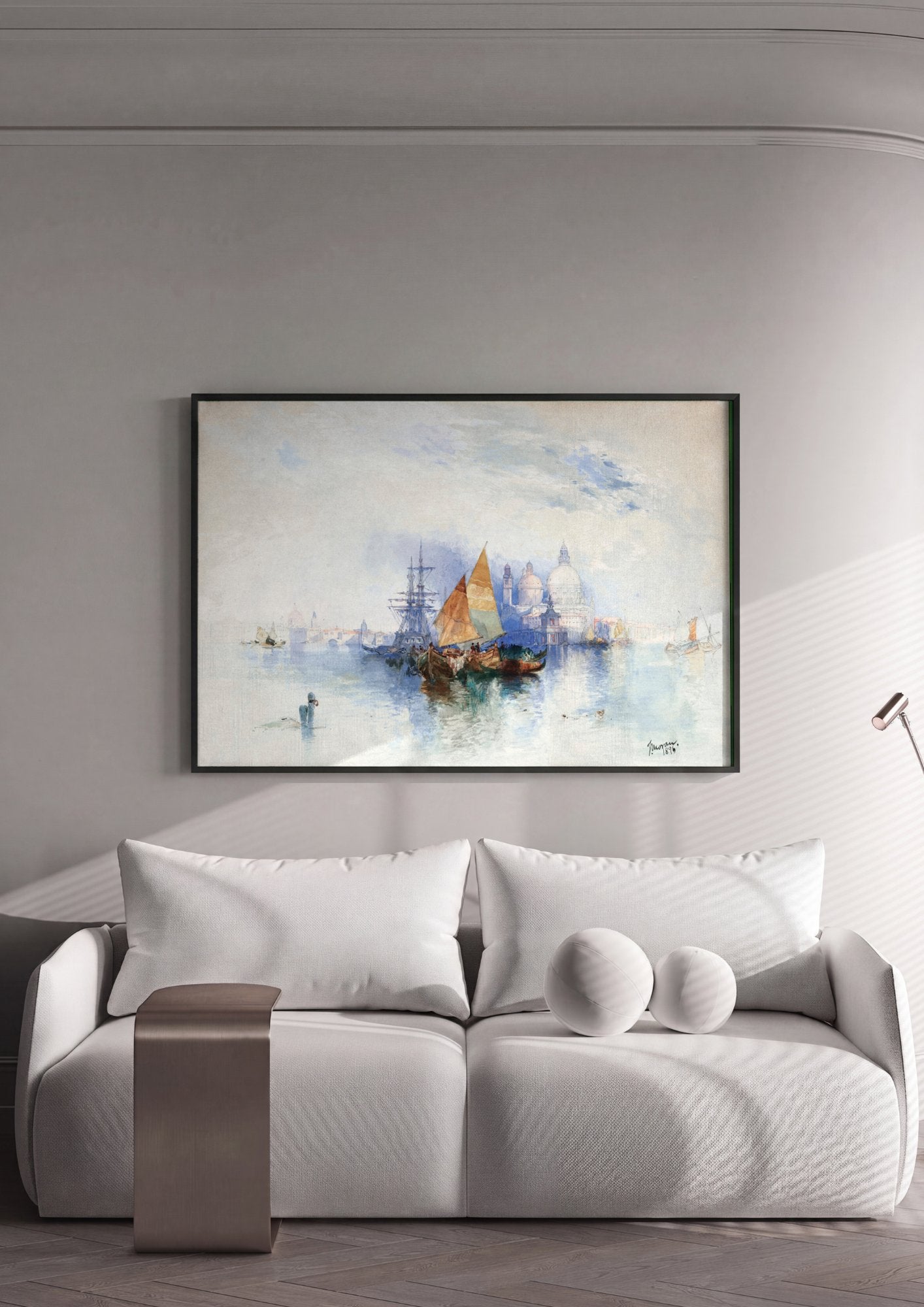 Quadro Decorativo Porto de Veneza - Thomas Moran em ambiente decorado