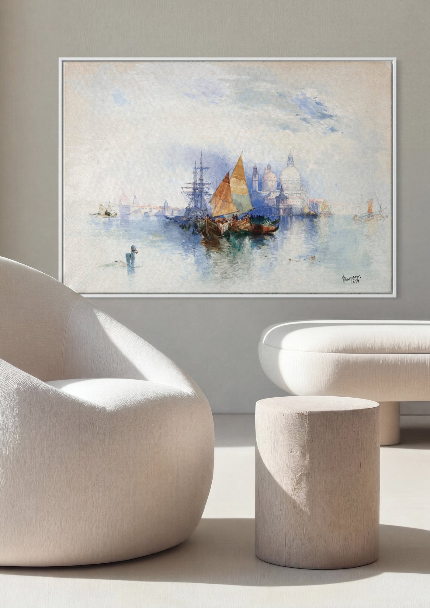 Quadro Decorativo Porto de Veneza - Thomas Moran em ambiente decorado
