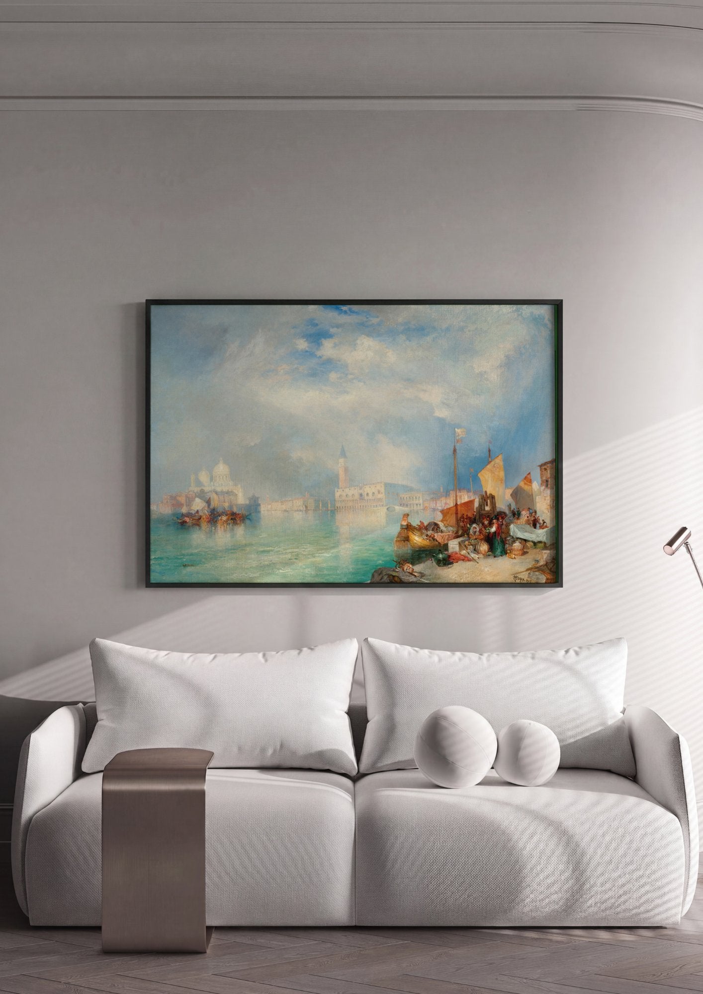 Quadro Decorativo Canal de Veneza - Thomas Moran em ambiente decorado