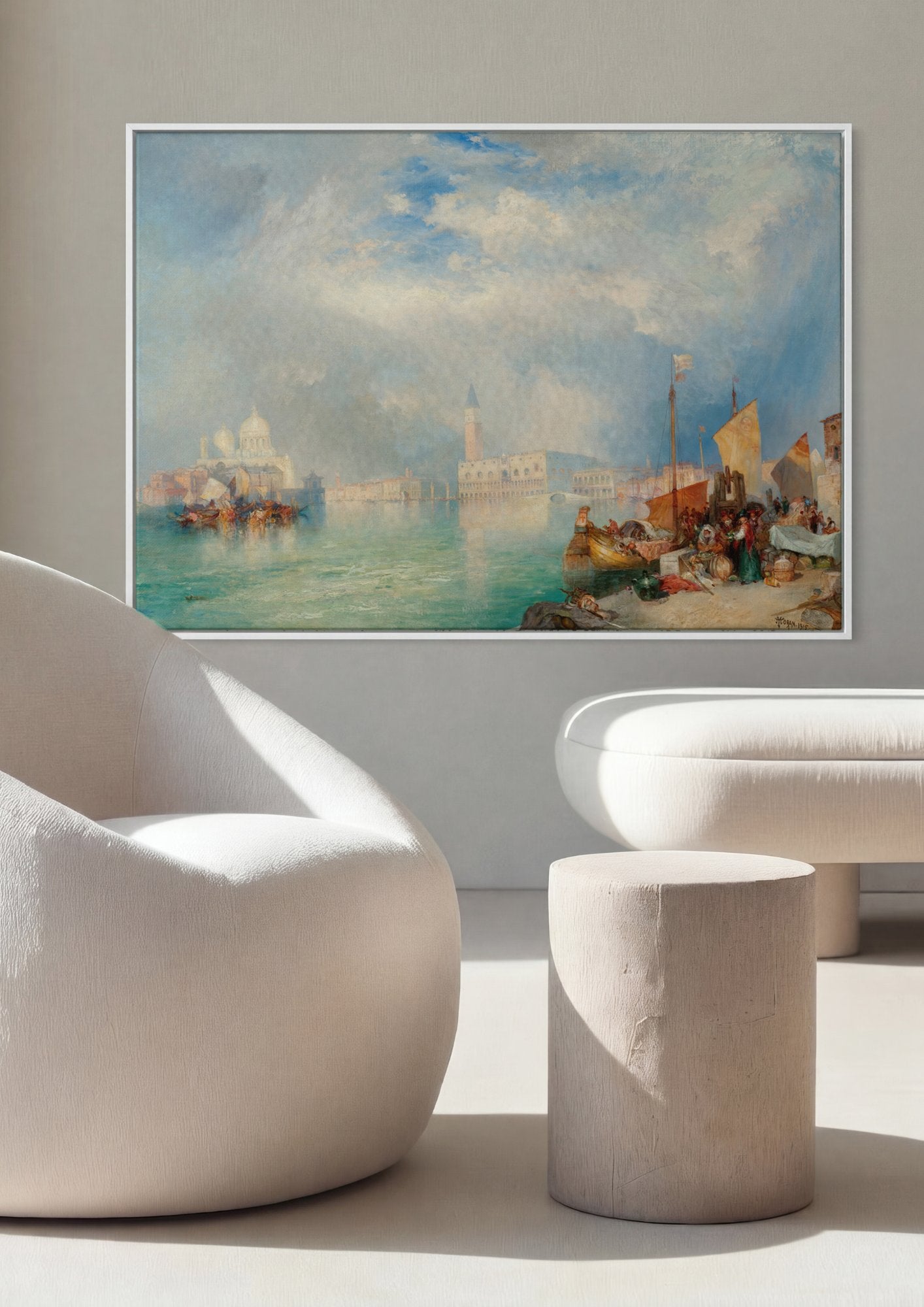 Quadro Decorativo Canal de Veneza - Thomas Moran em ambiente decorado