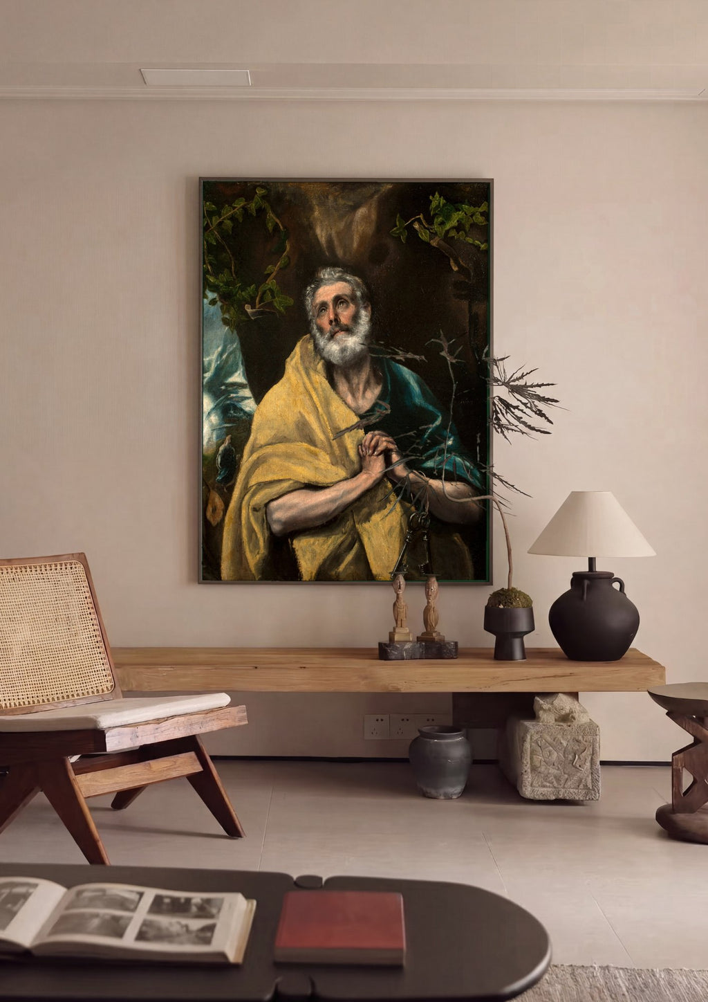 Quadro Decorativo São Pedro em Lágrimas - El Greco em ambiente decorado