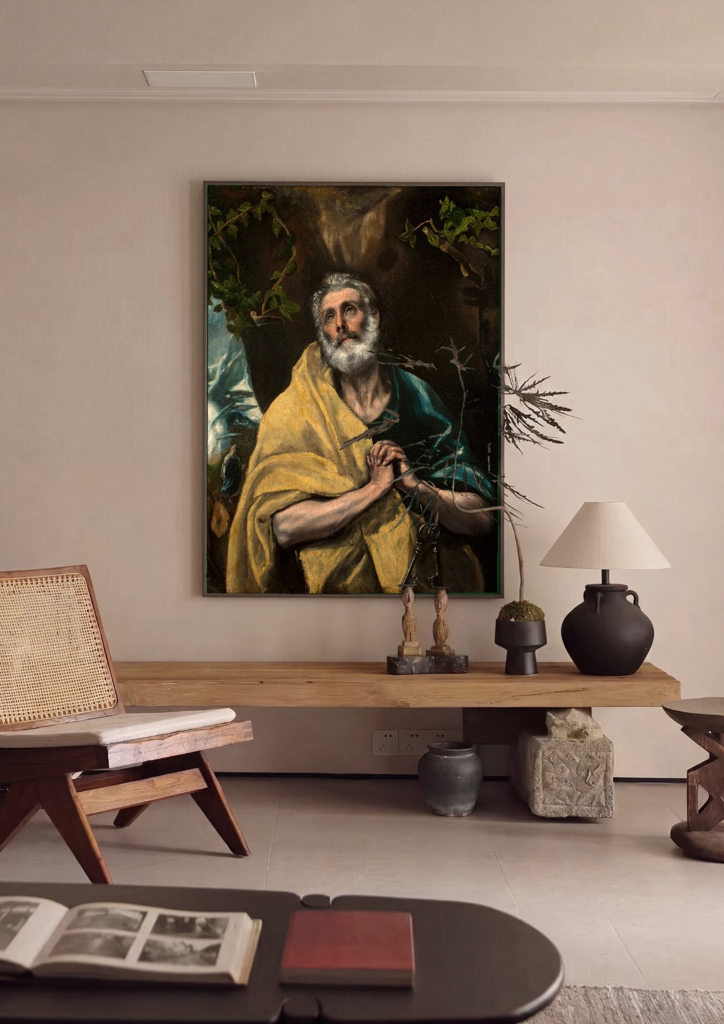 Quadro Decorativo São Pedro em Lágrimas - El Greco em ambiente decorado