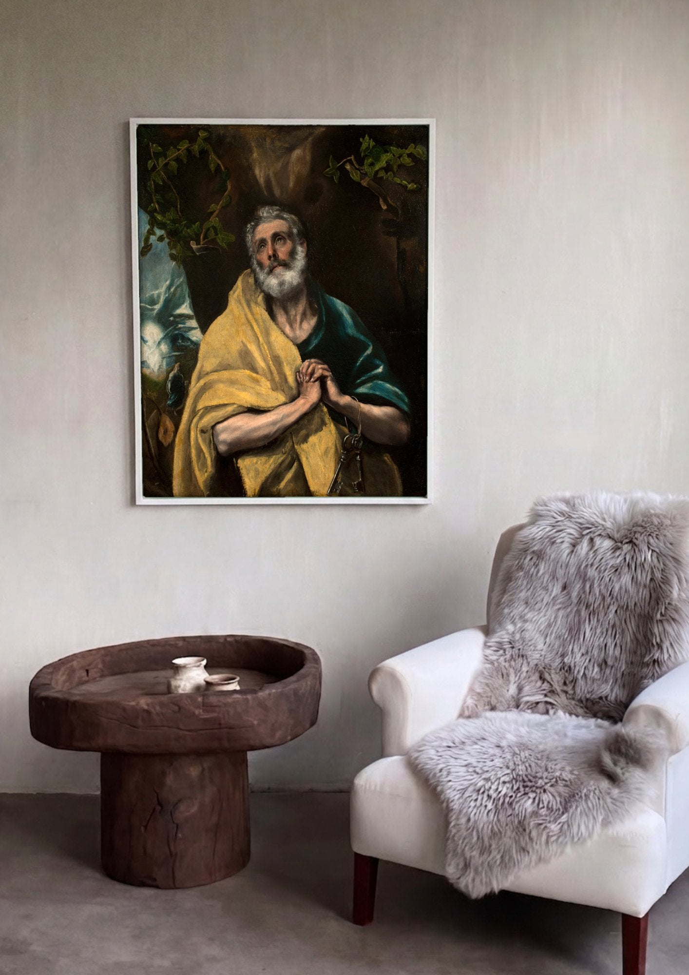 Quadro Decorativo São Pedro em Lágrimas - El Greco em ambiente decorado