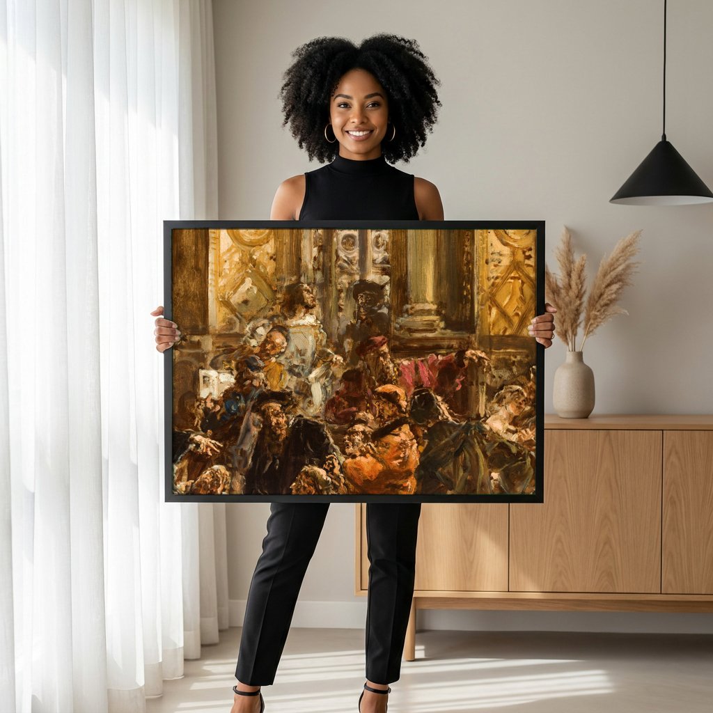 Quadro Decorativo Cena Histórica - Jan Matejko com modelo em ambiente