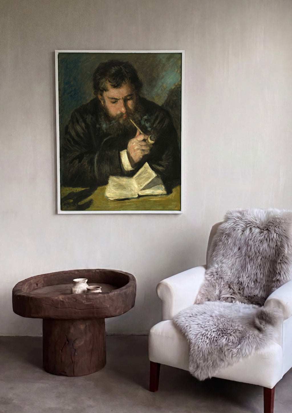 Quadro Decorativo Homem Fumando Cachimbo - Claude Monet em ambiente decorado