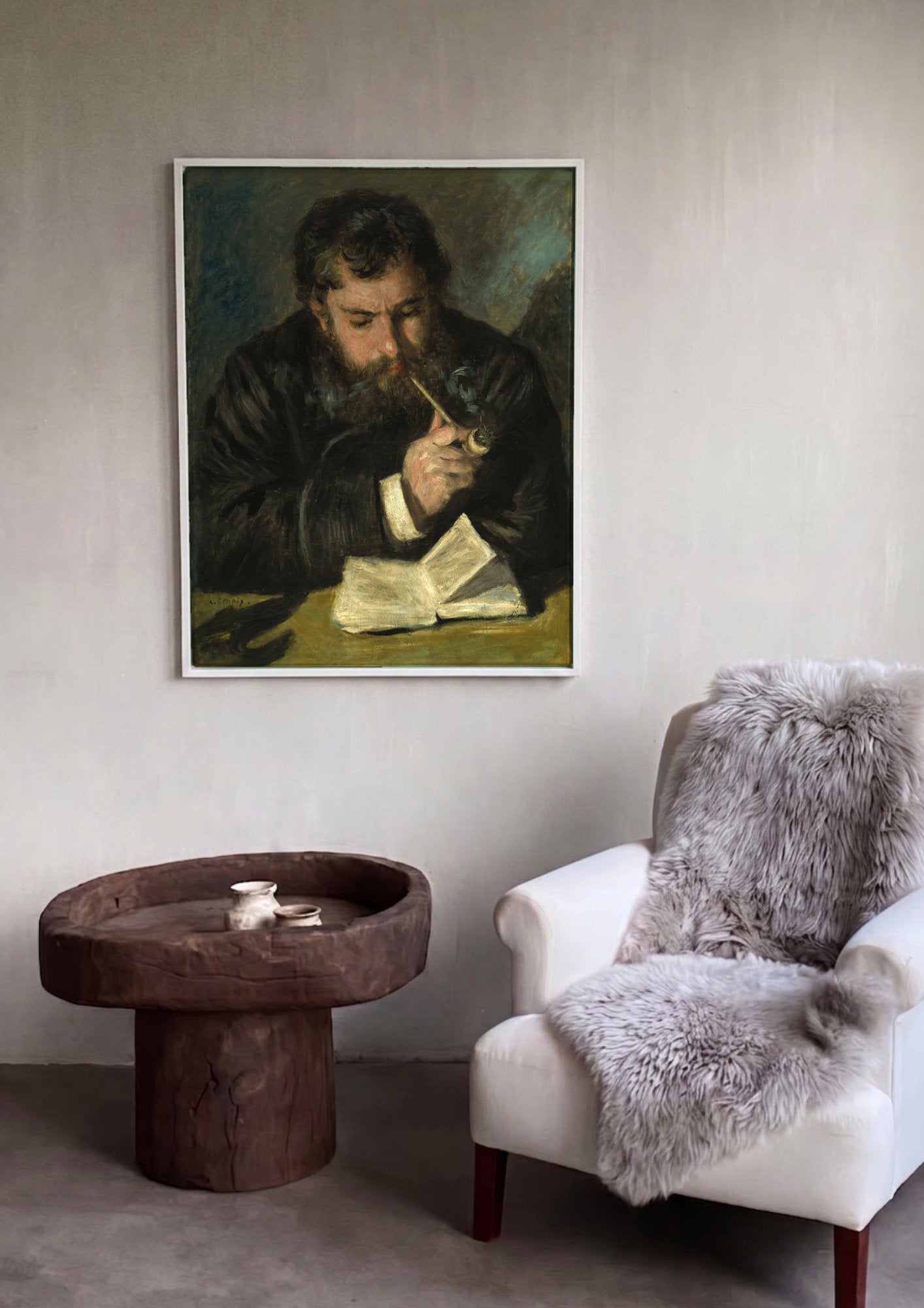 Quadro Decorativo Homem Fumando Cachimbo - Claude Monet em ambiente decorado