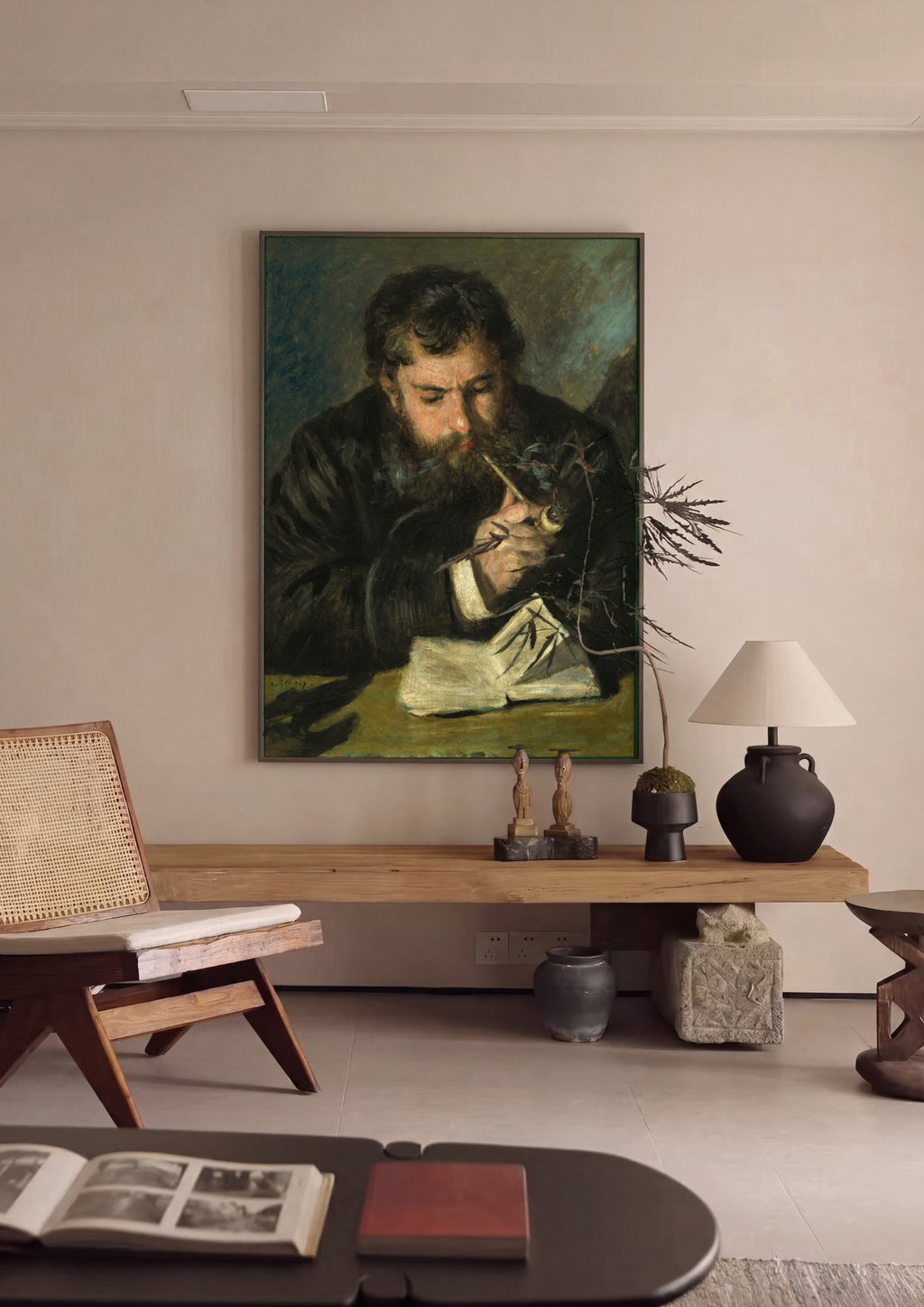 Quadro Decorativo Homem Fumando Cachimbo - Claude Monet em ambiente decorado
