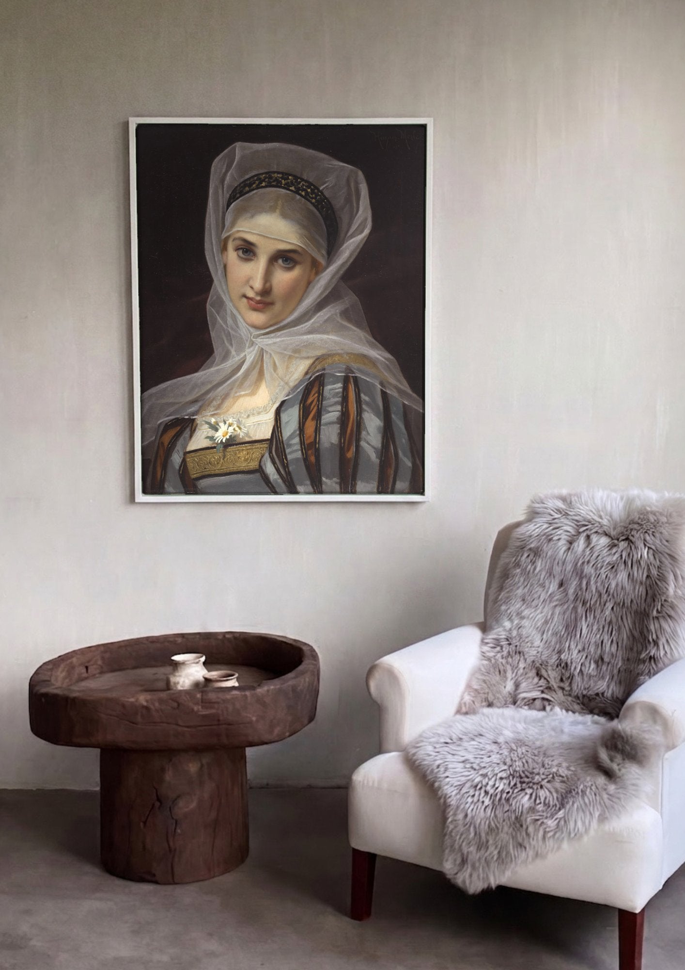 Quadro Decorativo A Jovem Dama - Hugues Merle em ambiente decorado