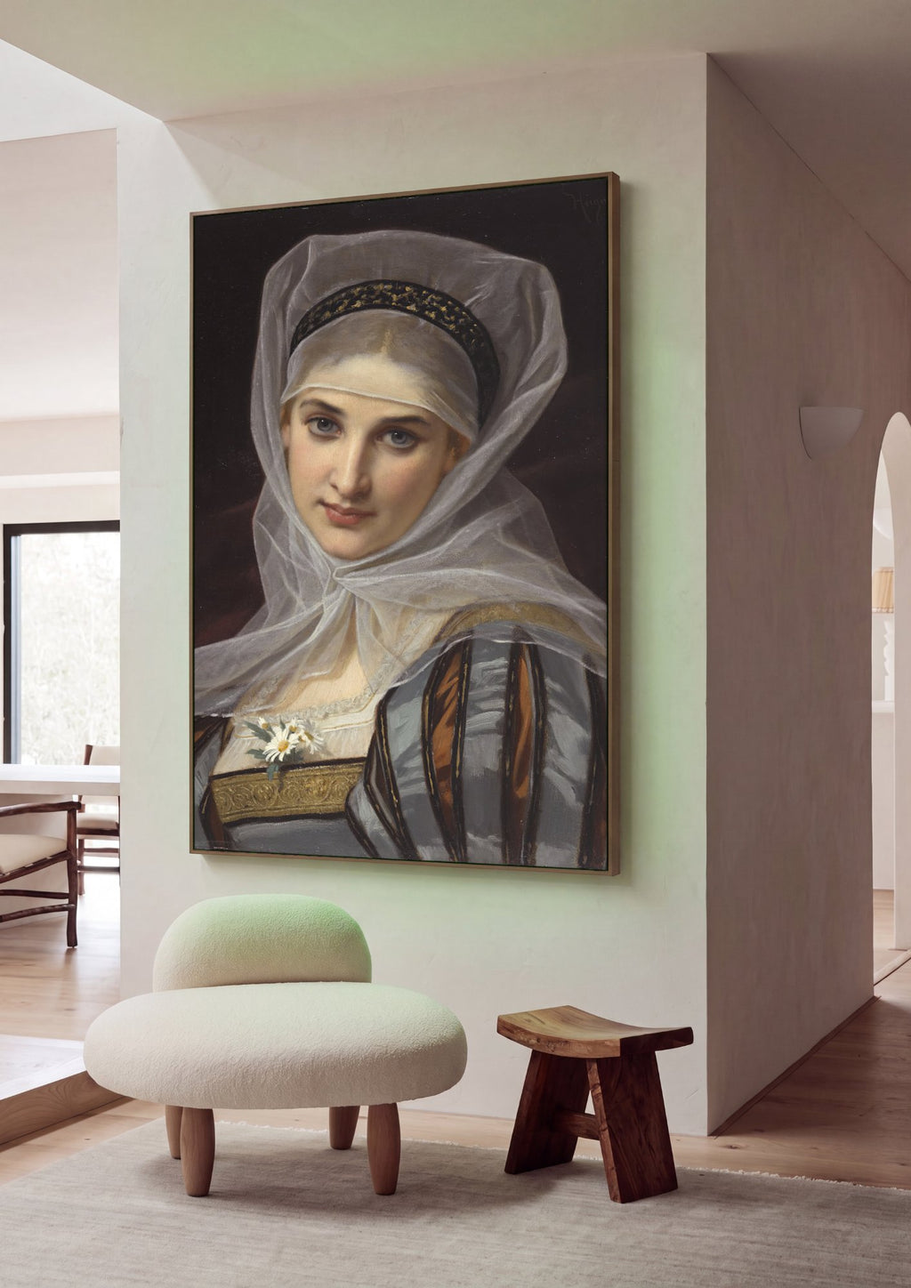 Quadro Decorativo A Jovem Dama - Hugues Merle em ambiente decorado