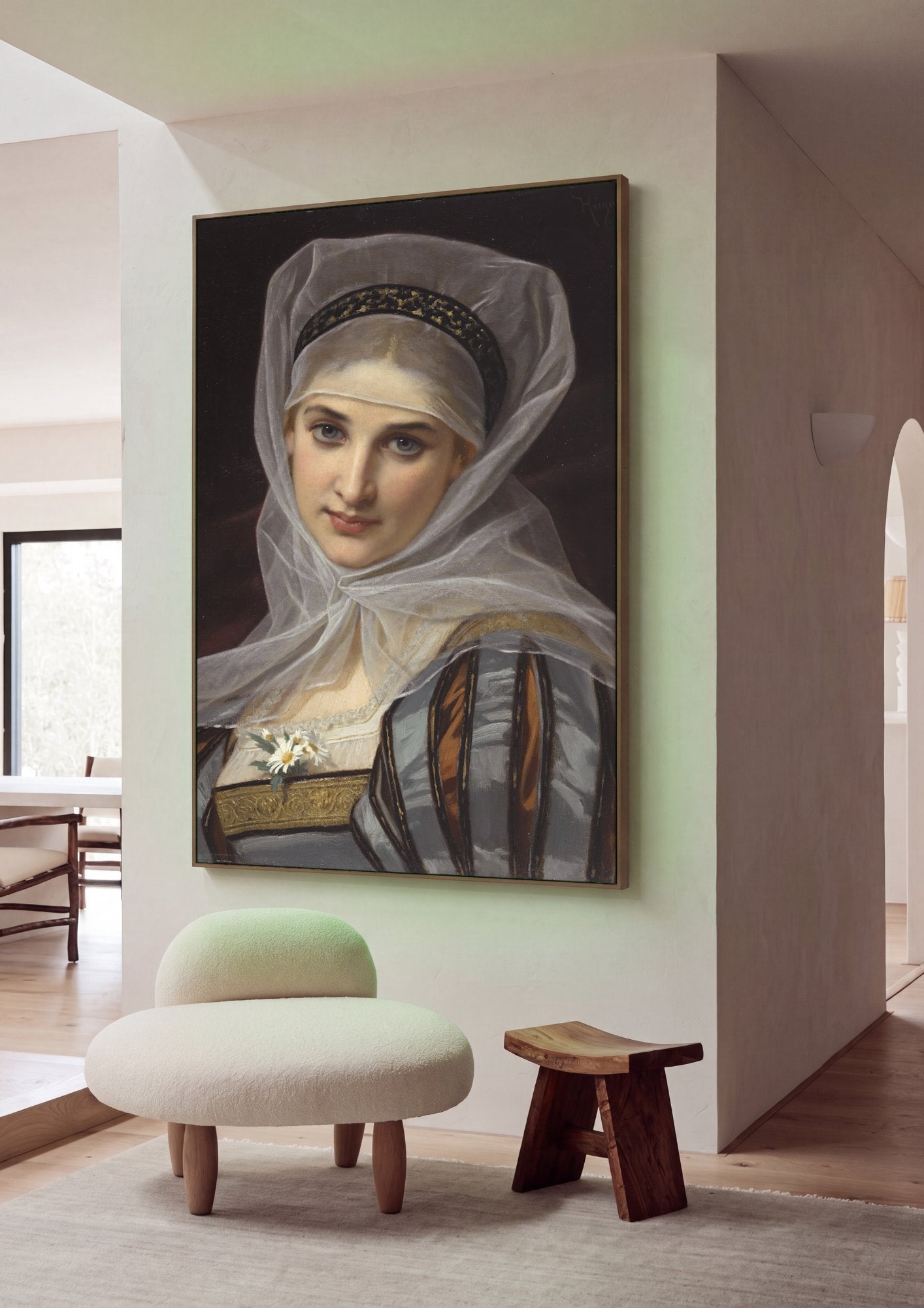 Quadro Decorativo A Jovem Dama - Hugues Merle em ambiente decorado