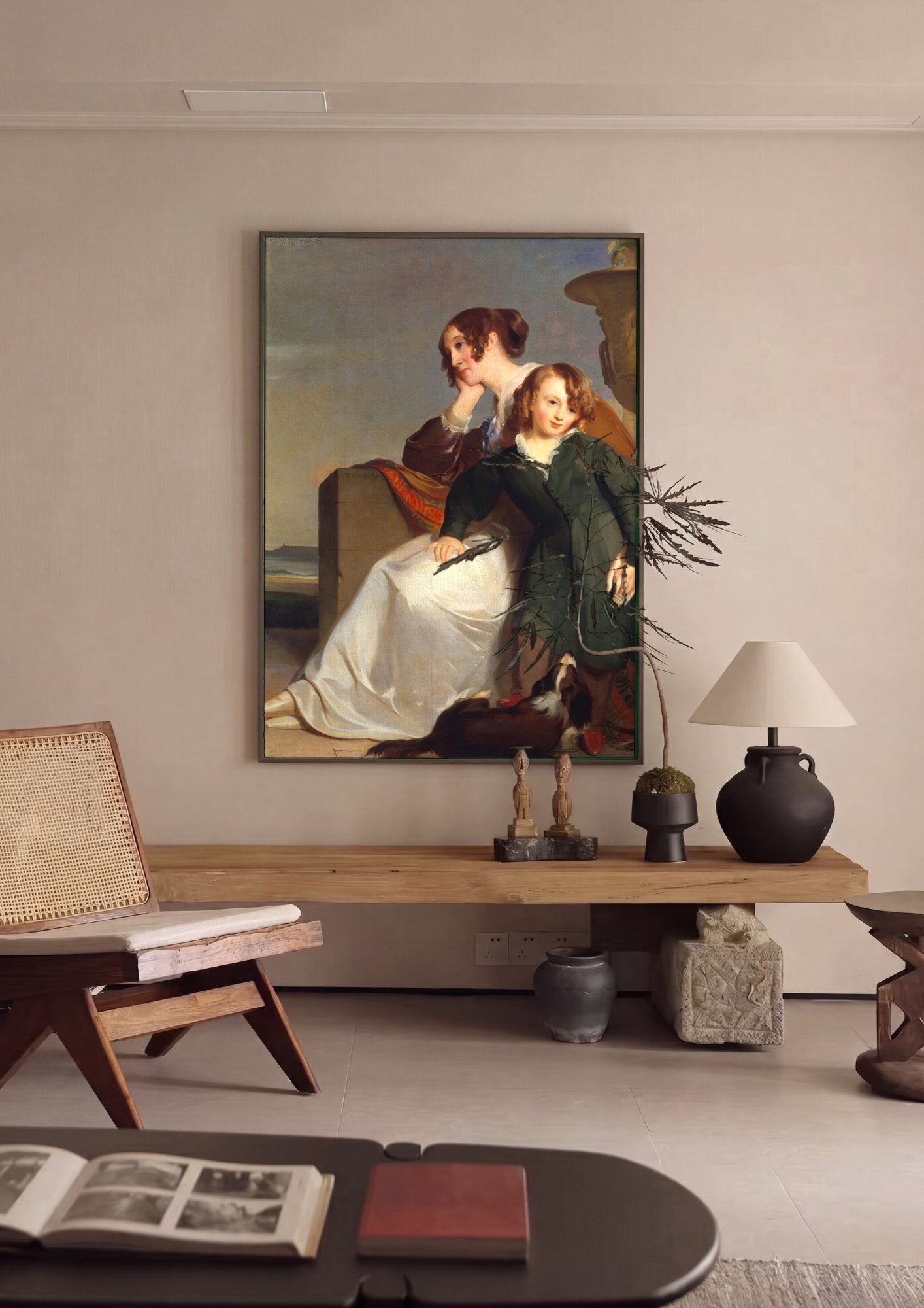 Quadro Decorativo: Retrato de Mulher e Menino - Thomas Sully em ambiente decorado