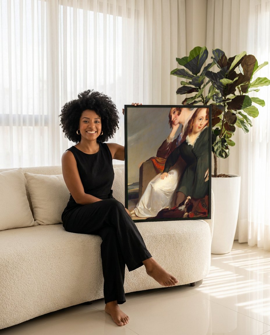 Quadro Decorativo: Retrato de Mulher e Menino - Thomas Sully com modelo em ambiente