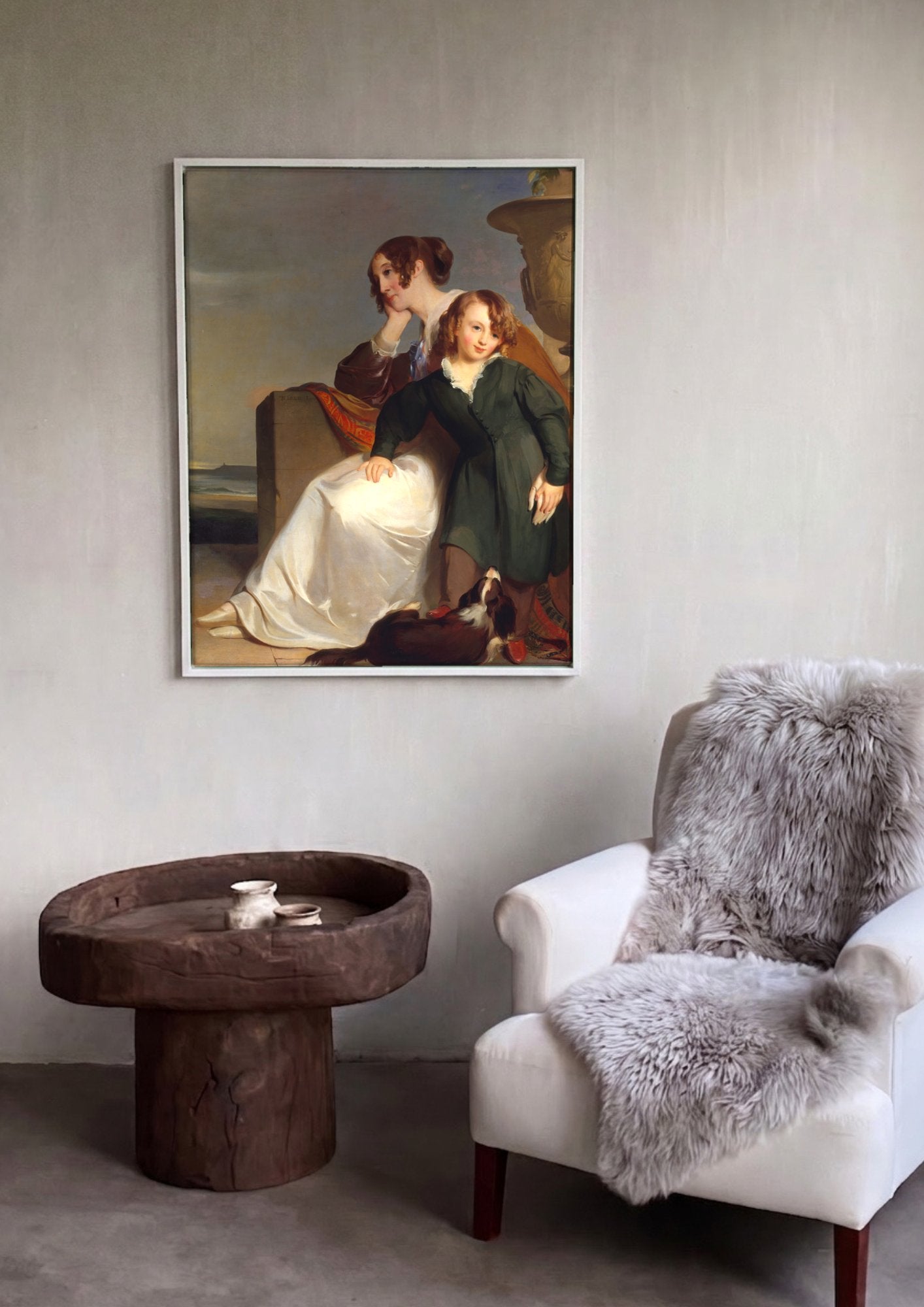 Quadro Decorativo: Retrato de Mulher e Menino - Thomas Sully em ambiente decorado
