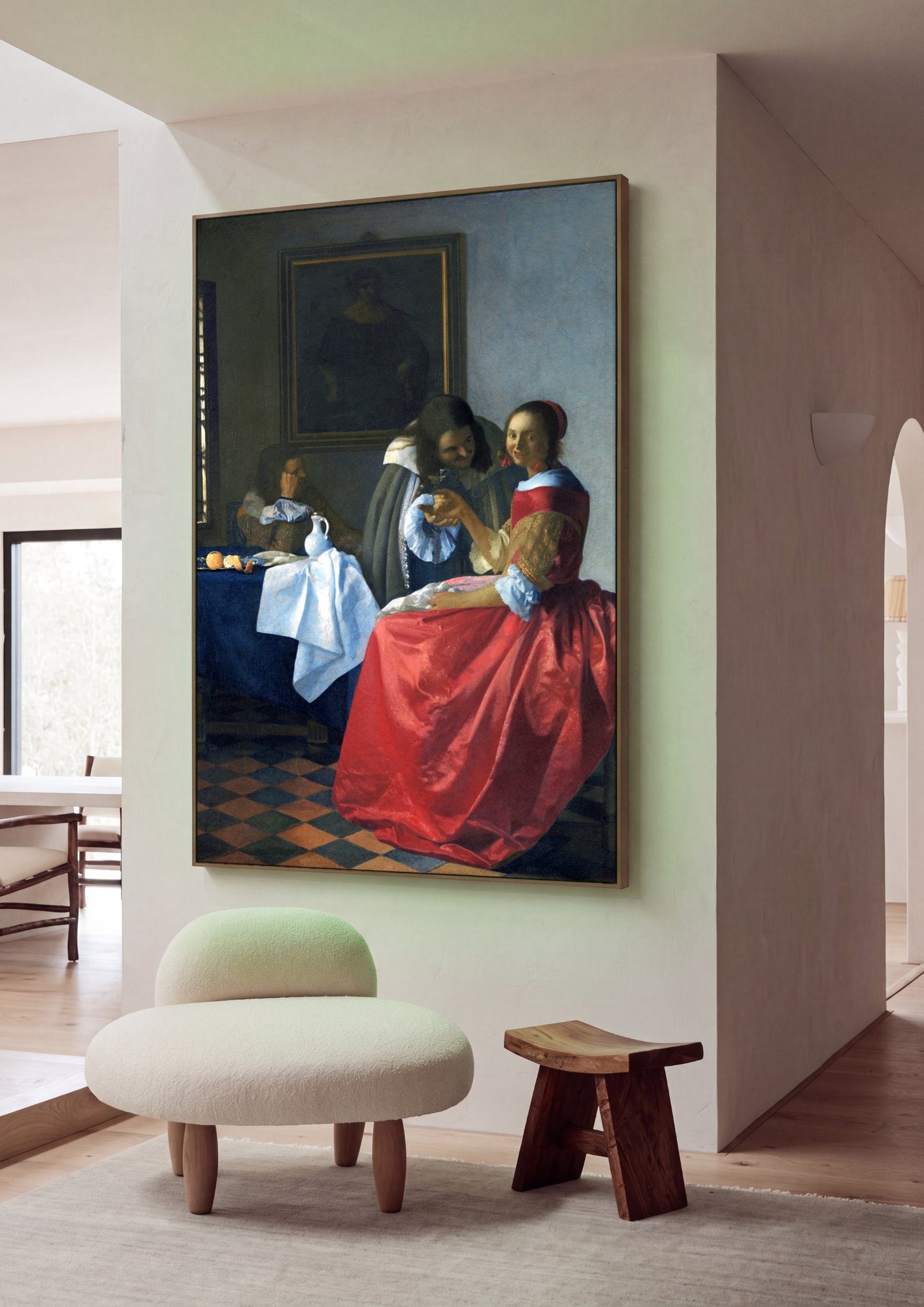Quadro Decorativo A Taça de Vinho - Vermeer em ambiente decorado