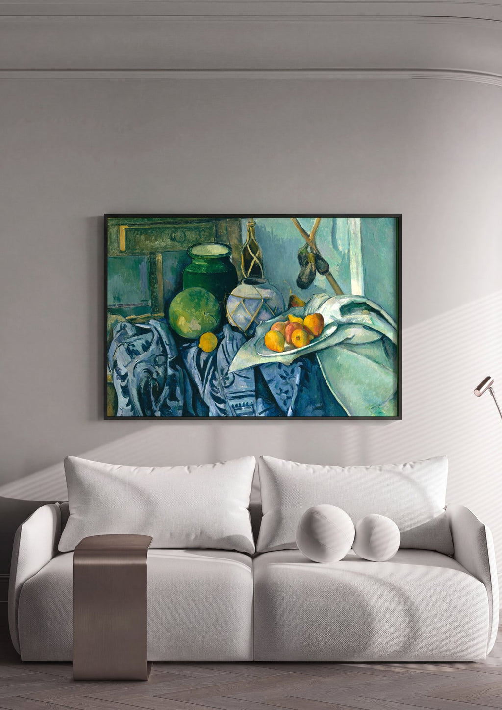 Quadro Decorativo Natureza-Morta com Melancia e Peras - Cézanne em ambiente decorado