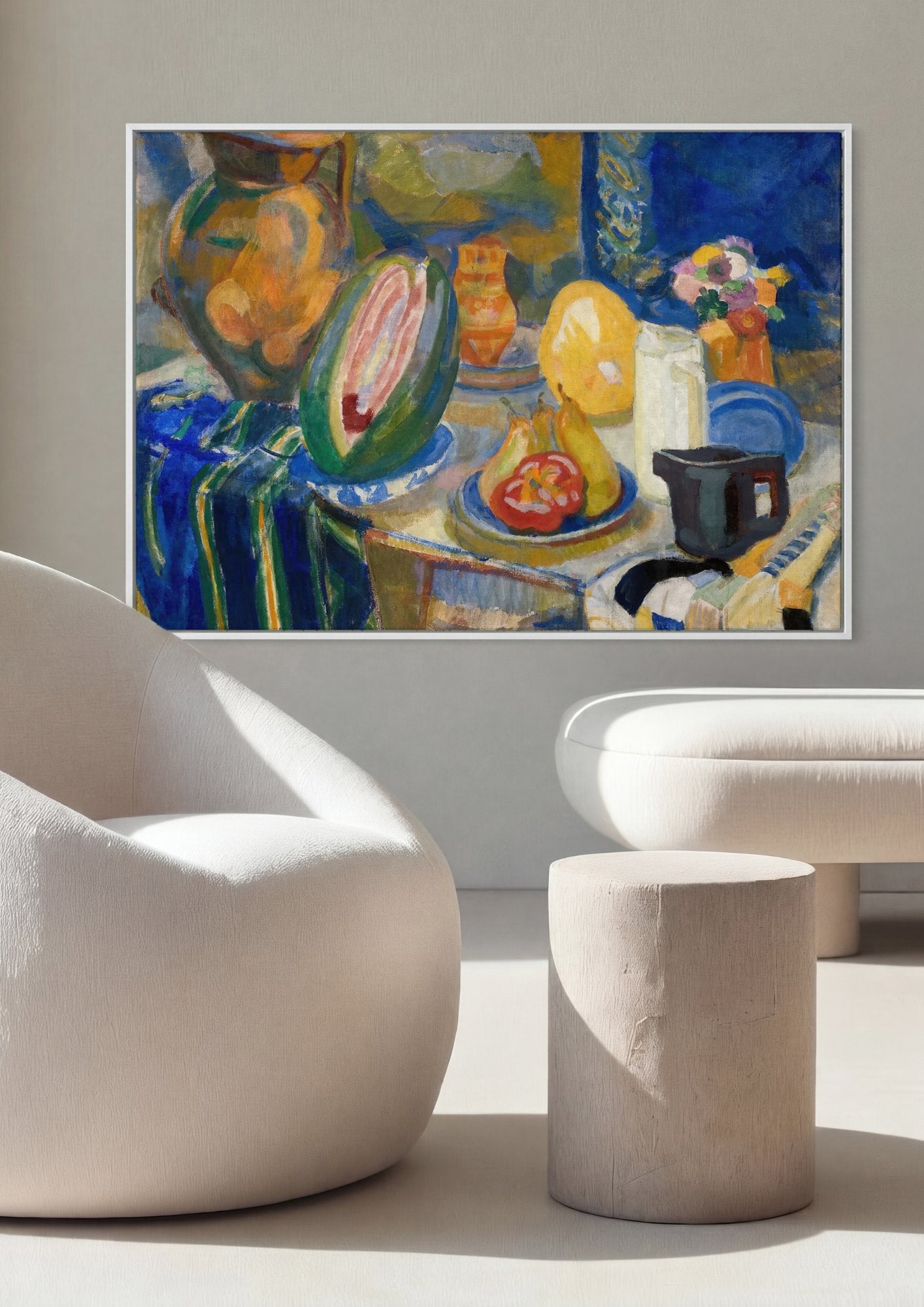 Quadro Decorativo Natureza-Morta com Melancia - Robert Delaunay em ambiente decorado