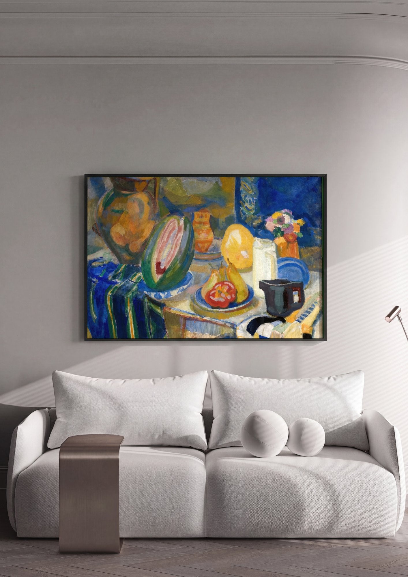 Quadro Decorativo Natureza-Morta com Melancia - Robert Delaunay em ambiente decorado