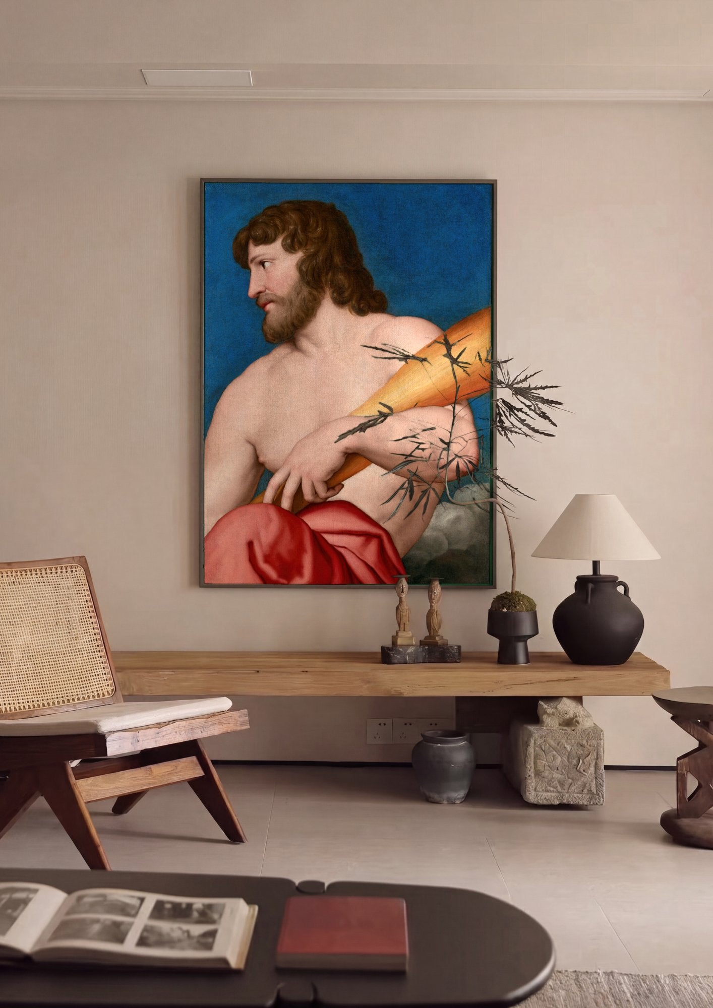 Quadro Decorativo Homem com Manto Vermelho - Sassoferrato em ambiente decorado