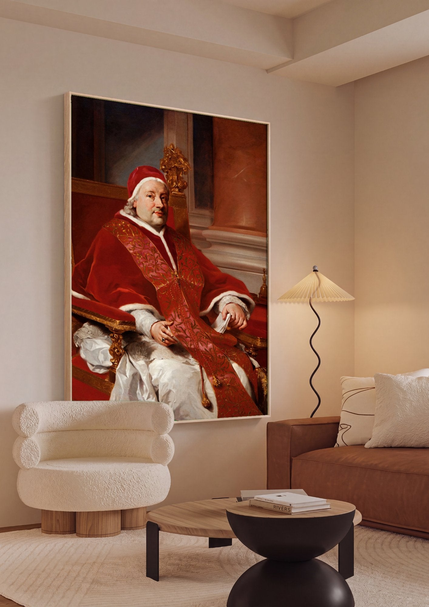 Quadro Decorativo Retrato do Papa Clemente XIV - Mengs em ambiente decorado