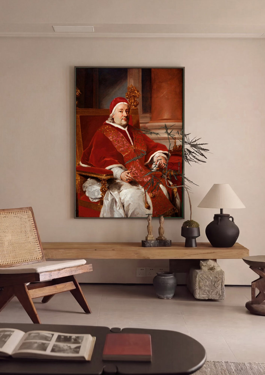 Quadro Decorativo Retrato do Papa Clemente XIV - Mengs em ambiente decorado