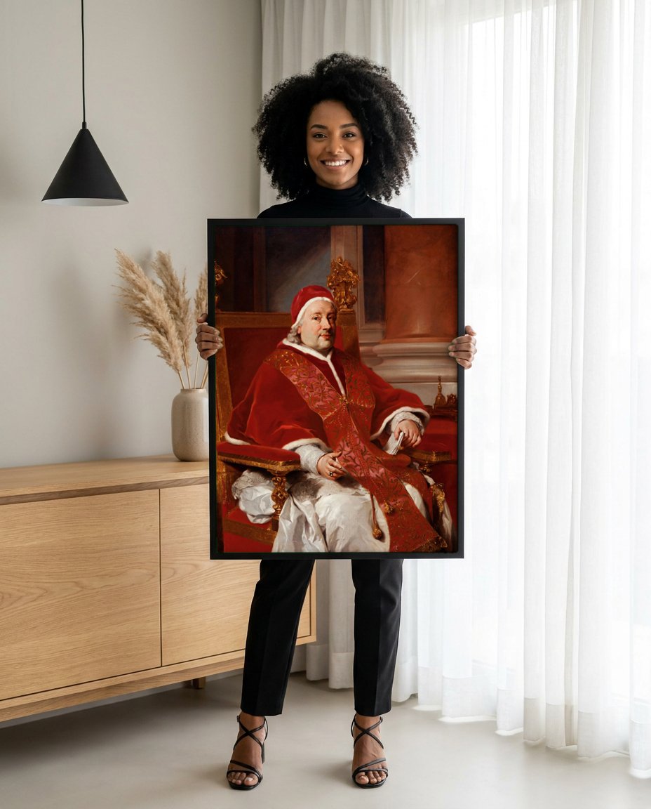 Quadro Decorativo Retrato do Papa Clemente XIV - Mengs com modelo em ambiente