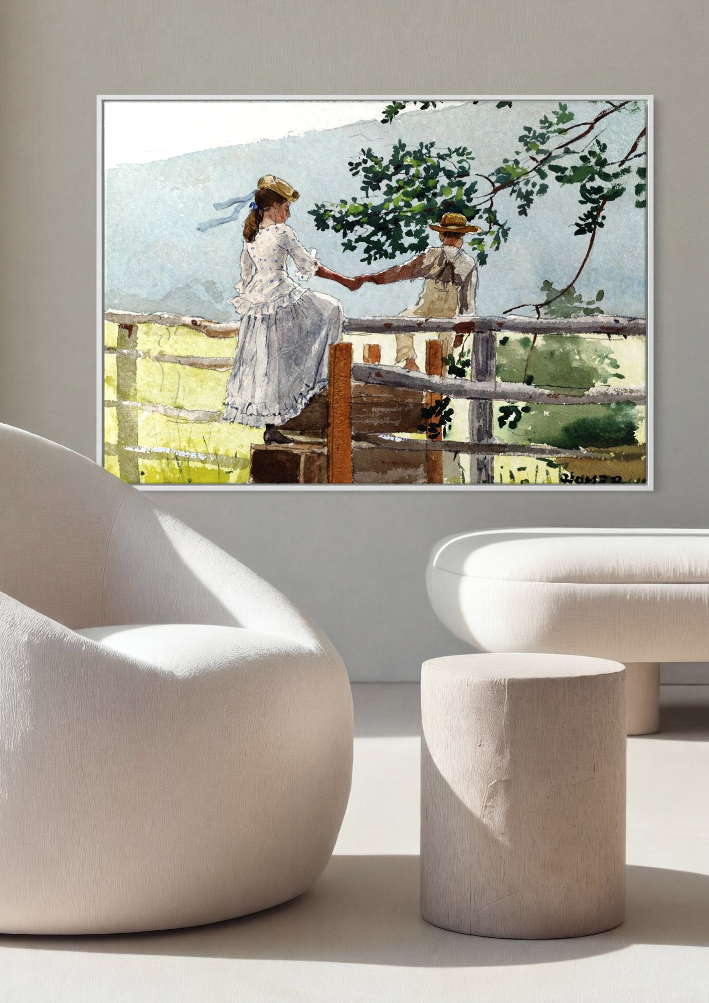 Quadro Decorativo A Cerca - Winslow Homer em ambiente decorado