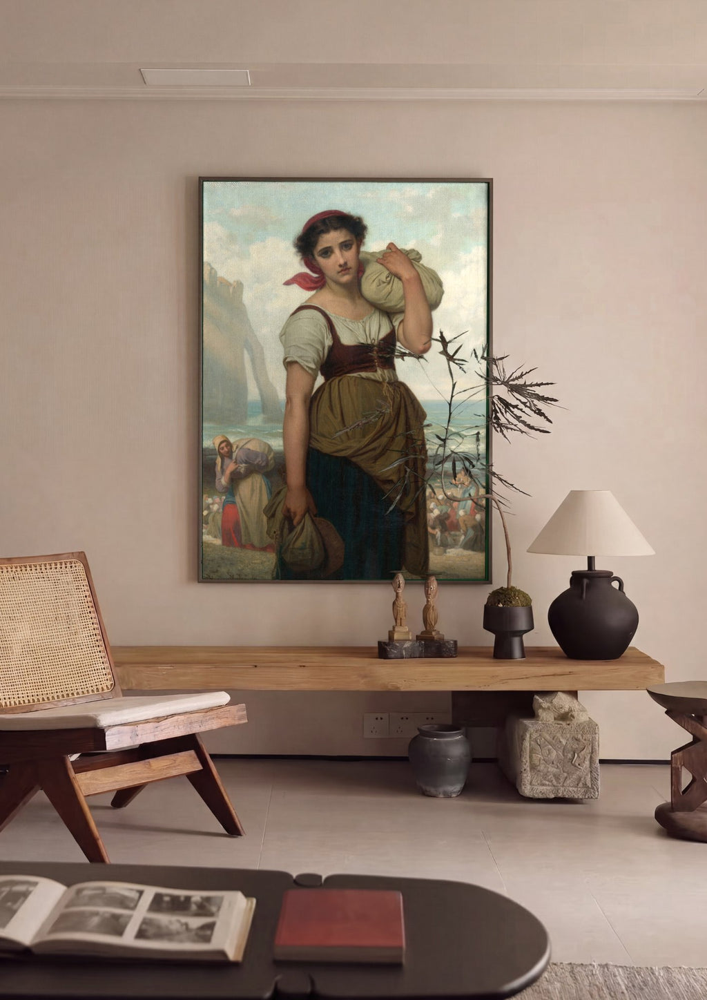Quadro Decorativo A Pescadora - Hugues Merle em ambiente decorado