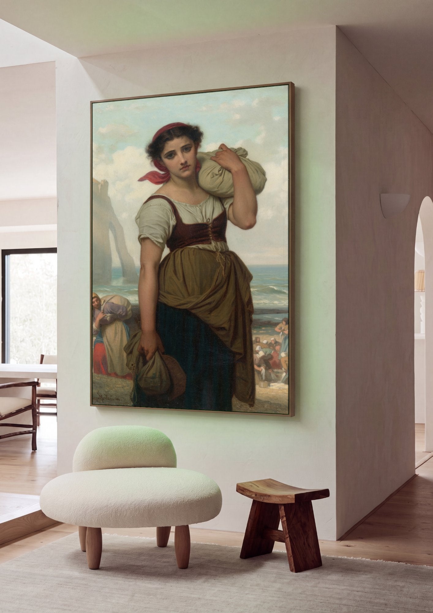 Quadro Decorativo A Pescadora - Hugues Merle em ambiente decorado