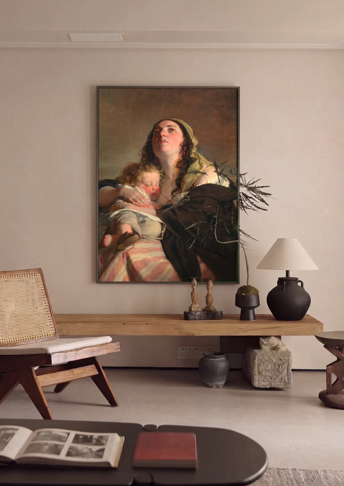 Quadro Decorativo Mãe e Filho - F. von Amerling em ambiente decorado