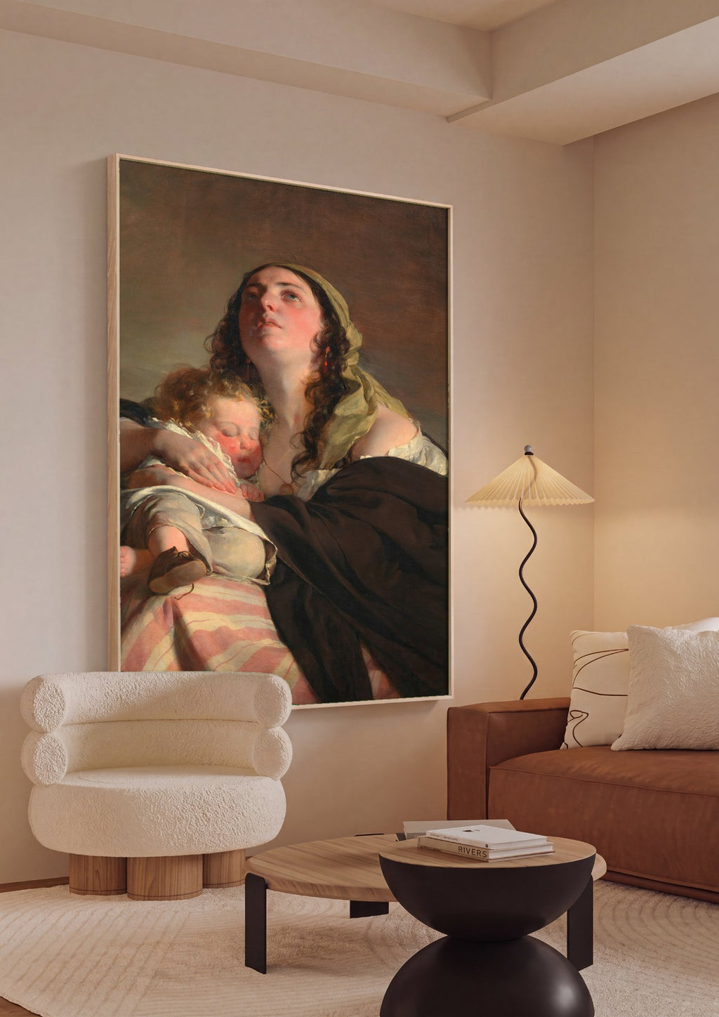 Quadro Decorativo Mãe e Filho - F. von Amerling em ambiente decorado