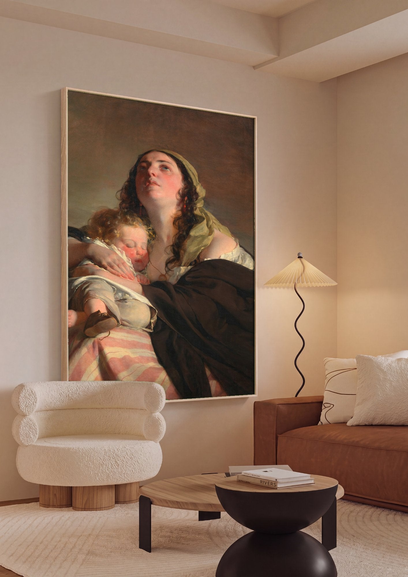 Quadro Decorativo Mãe e Filho - F. von Amerling em ambiente decorado