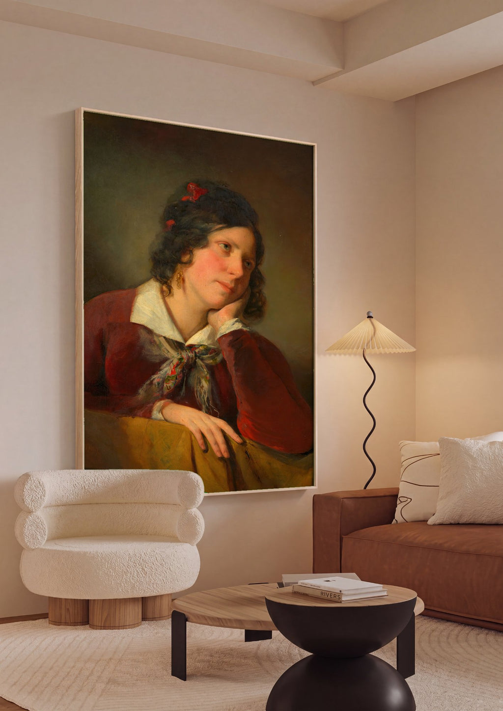 Quadro Decorativo A Jovem Sonhadora - Amerling em ambiente decorado