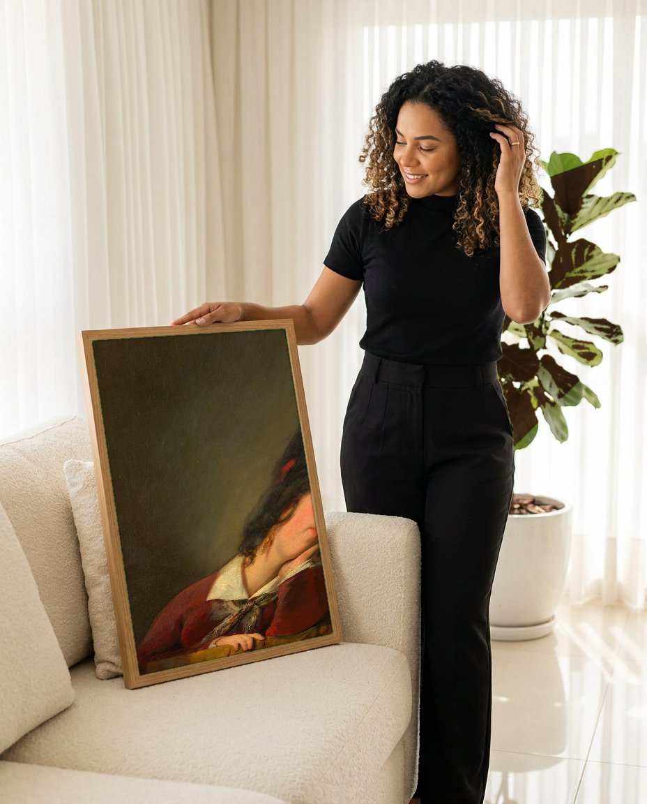Quadro Decorativo A Jovem Sonhadora - Amerling com modelo em ambiente