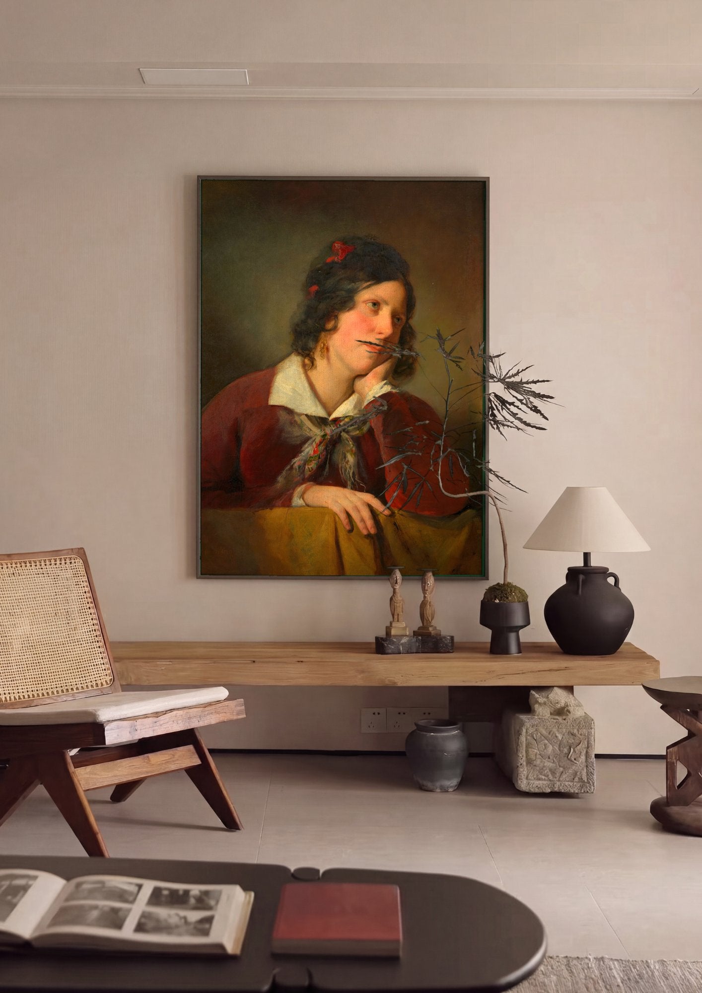 Quadro Decorativo A Jovem Sonhadora - Amerling em ambiente decorado