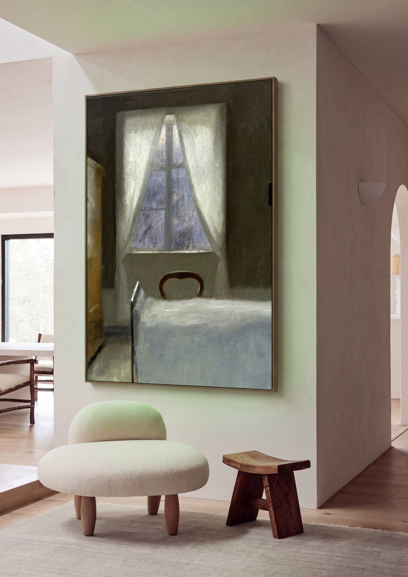 Quarto Solitário: Obras de Vilhelm Hammershøi para sua parede em ambiente decorado