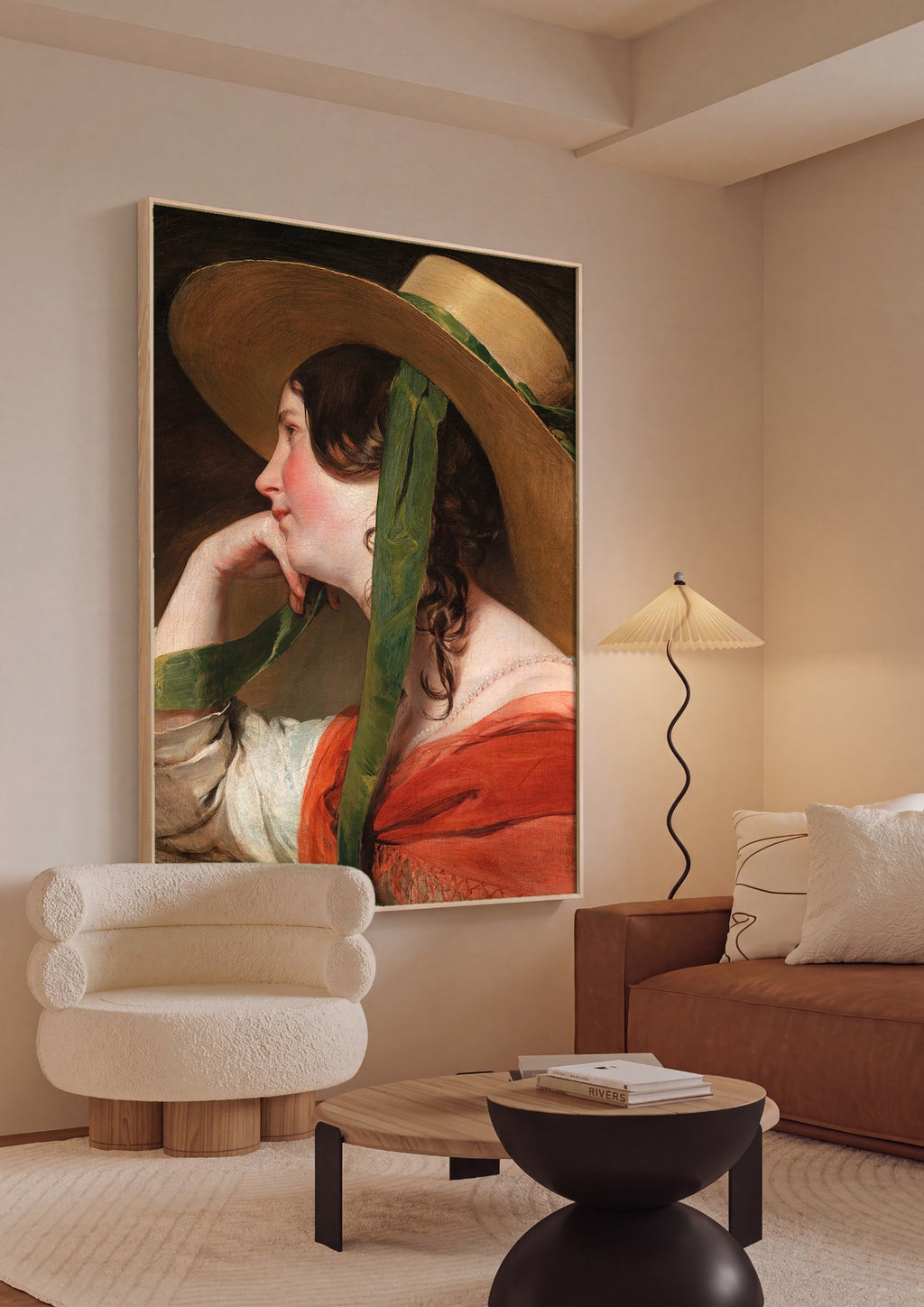 Quadro Decorativo 'A Jovem do Chapéu' - Amerling em ambiente decorado