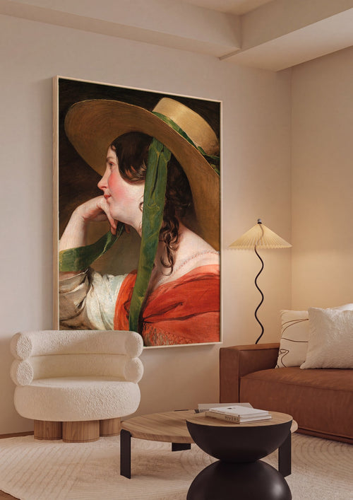 Quadro Decorativo 'A Jovem do Chapéu' - Amerling em ambiente decorado