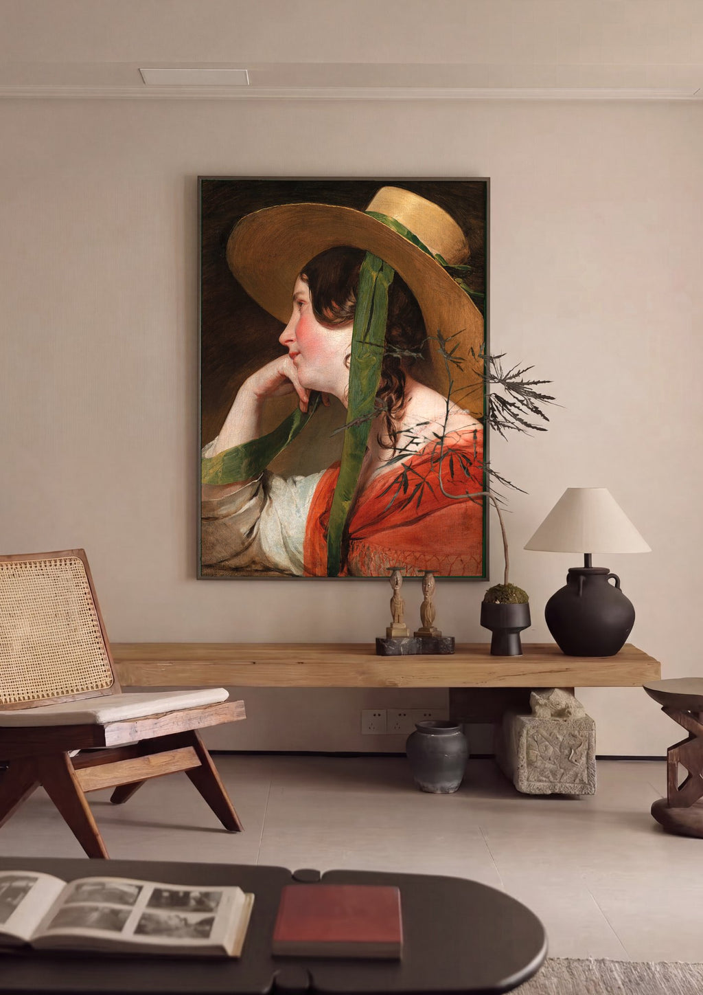 Quadro Decorativo 'A Jovem do Chapéu' - Amerling em ambiente decorado