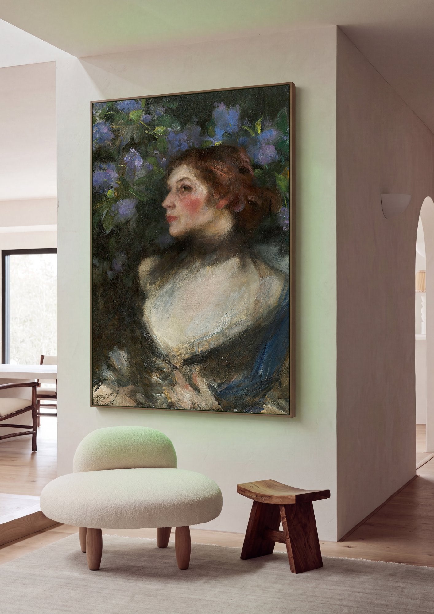 Quadro Decorativo A Dama do Lilás - James Jebusa Shannon em ambiente decorado