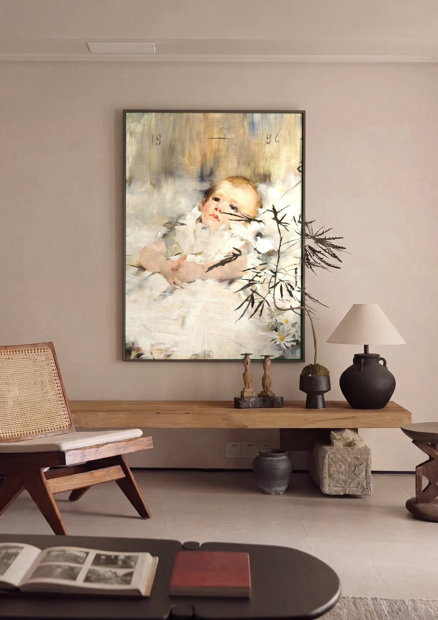 Quadro Decorativo Retrato de Bebê - James Jebusa Shannon em ambiente decorado