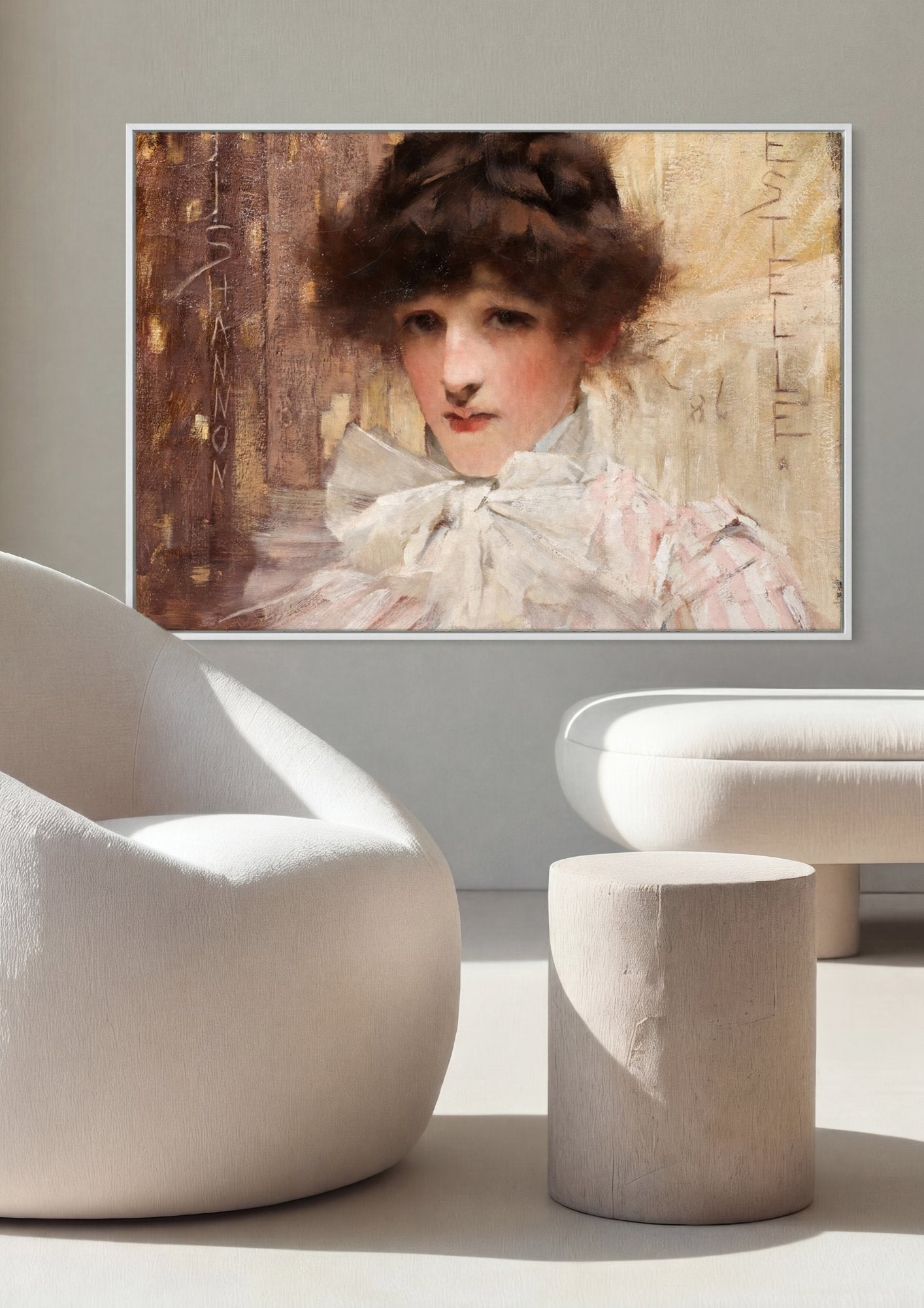 Quadro Decorativo Retrato Feminino - James Jebusa Shannon em ambiente decorado