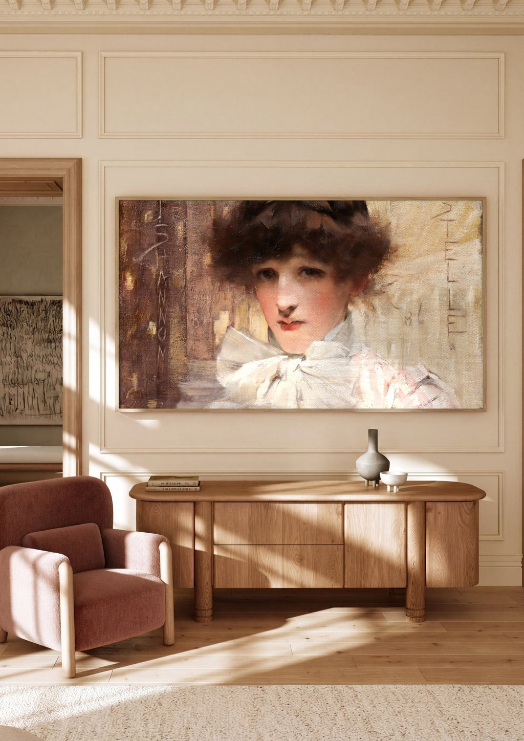 Quadro Decorativo Retrato Feminino - James Jebusa Shannon em ambiente decorado