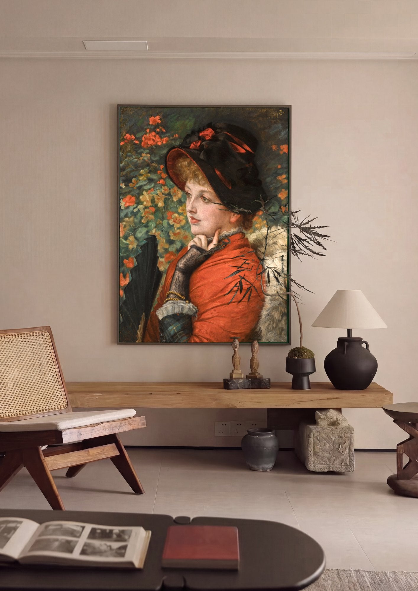 Quadro Decorativo A Dama do Leque - James Tissot em ambiente decorado